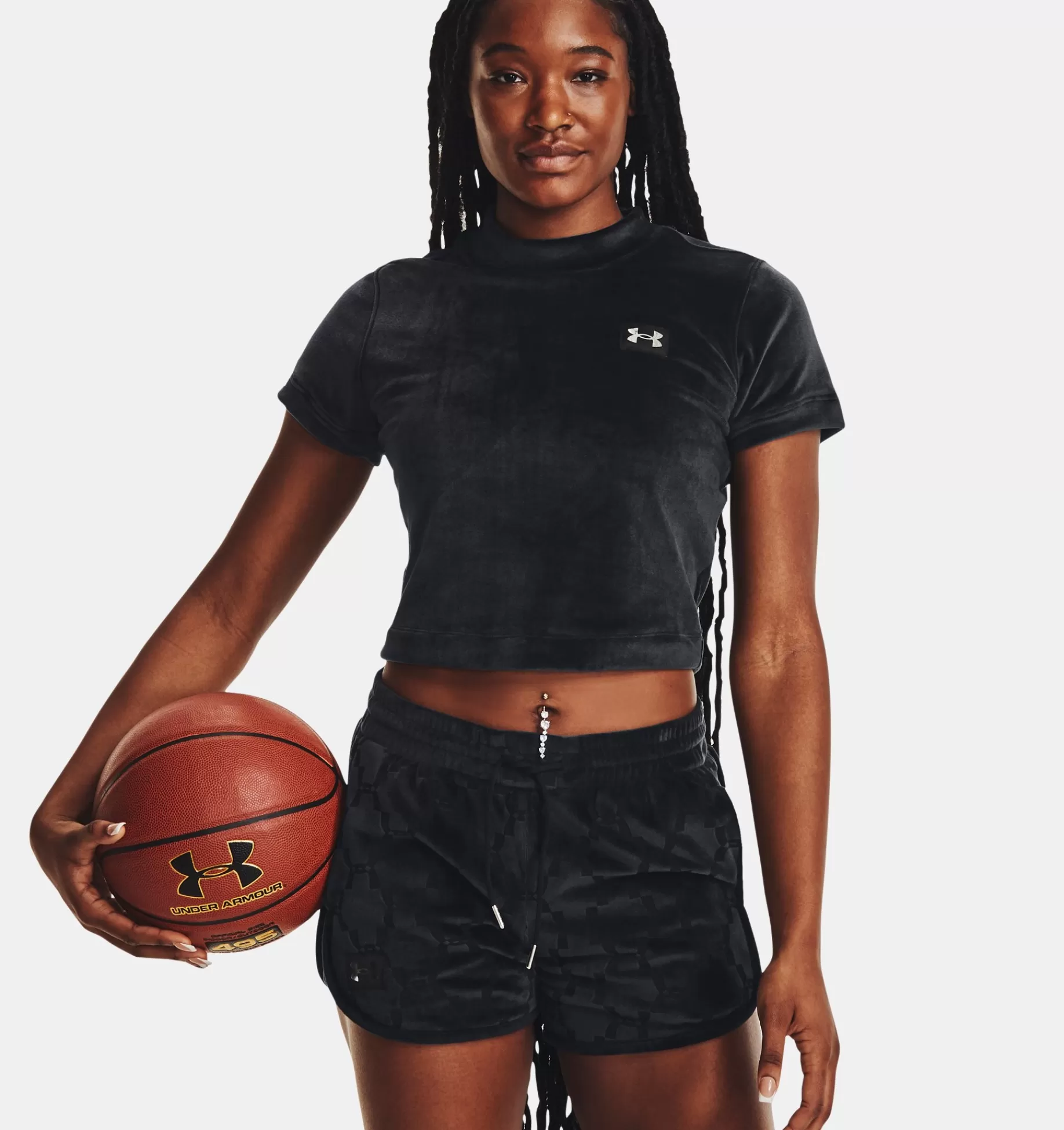 Femmes Under Armour Hauts<T-Shirt A Manches Courtes Et Col Montant Ua Velour Og Pour Femmes