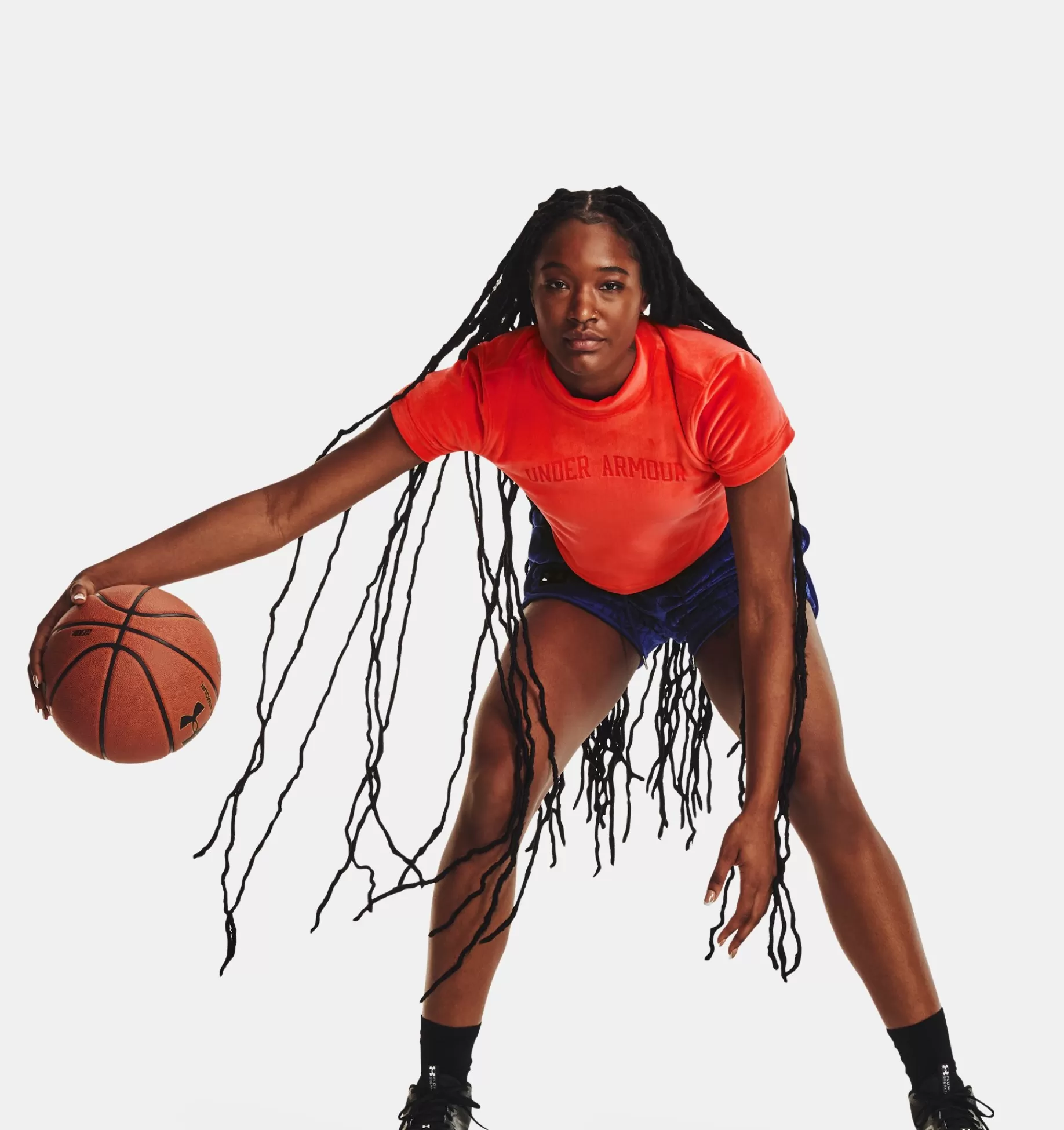 Femmes Under Armour Hauts<T-Shirt A Manches Courtes Et Col Montant Ua Velour Rose Pour Femmes