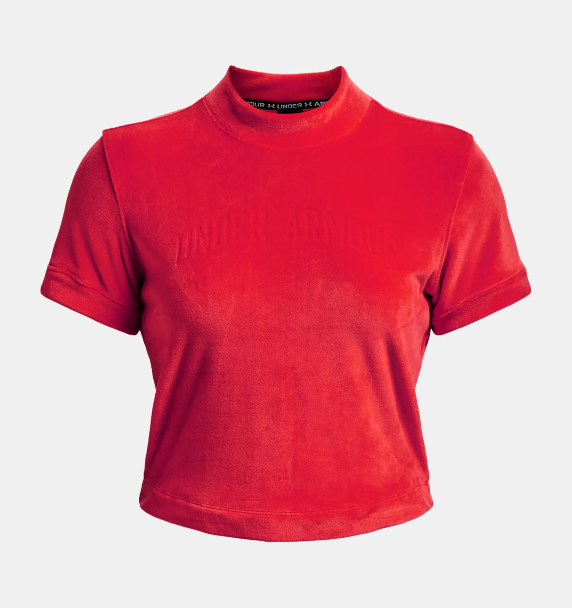 Femmes Under Armour Hauts<T-Shirt A Manches Courtes Et Col Montant Ua Velour Rose Pour Femmes